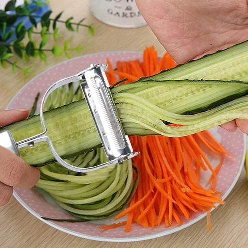 5505 MULTI-FUNCTION 2 IN 1 POTATO PEELER AND JULIENNE CUTTER, STAINLESS STEEL POTATO PEELER, GRATED CARROT, GRATED, SUITABLE FOR PEELING AND SHREDDING FRUIT AND VEGETABLES KITCHEN ACCESSORIES (1 PC)