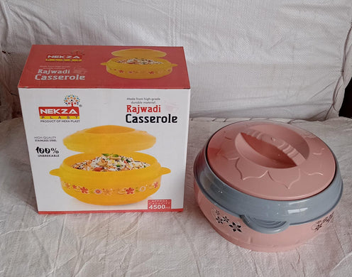 5788 HIGH QUALITY STEEL CASSEROLE BOX FOR FOOD SEARVING INNER STEEL INSULATED CASSEROLE HOT POT FLOWERS PRINTED CHAPATI BOX FOR ROTI KITCHEN (APPROX 4500 ML)