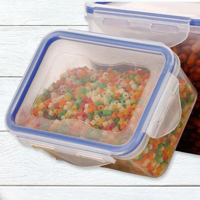 5800 CLASSICS RECTANGULAR PLASTIC AIRTIGHT FOOD STORAGE CONTAINERS WITH LEAK PROOF LOCKING LID STORAGE CONTAINER SET OF 3 PC( APPROX CAPACITY 500ML,1000ML,1500ML, TRANSPARENT)