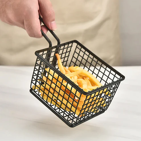 5972 FRYING BASKETS FOR CHIPS STAINLESS STEEL SNACK BASKET POTATO MESH STRAINER BASKET FRENCH FRIES FOOD BASKET FOOD STRAINER COOKING TOOLS FRYING BASKET