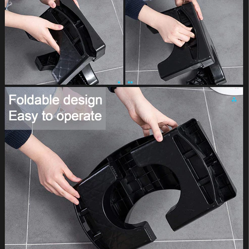 6024 Plastic Non-Slip Folding Toilet Squat Stool - Black Color