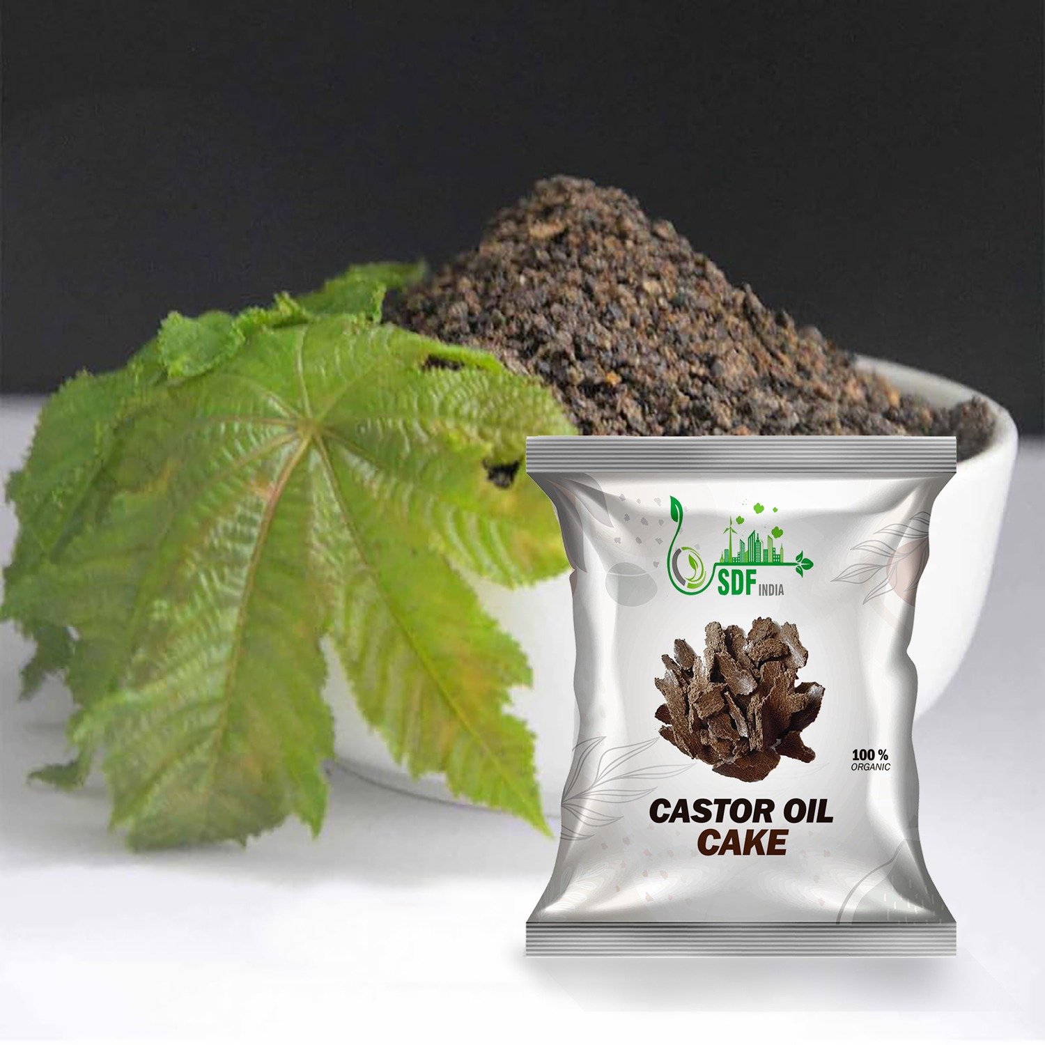 6089  SDF India Castor Oil Seed Cake Powder | 100% Natural, Organic NPK Fertilizers | Micronutrients for Plants | Home & Terrace Gardening | Boosts Plant Growth & Pest Repellent (500Grm) (SDFindia500grmCC)(6089_Castor cake_500gm)