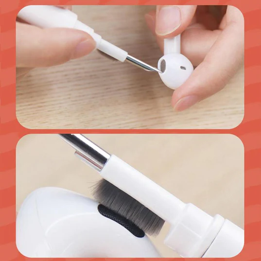 6251 5in1 Multi-Function Soft Dust Clean Bush for Computer Cleaning, with Corner Gap Duster Keycap Puller Remover for Gamer Pc (White)