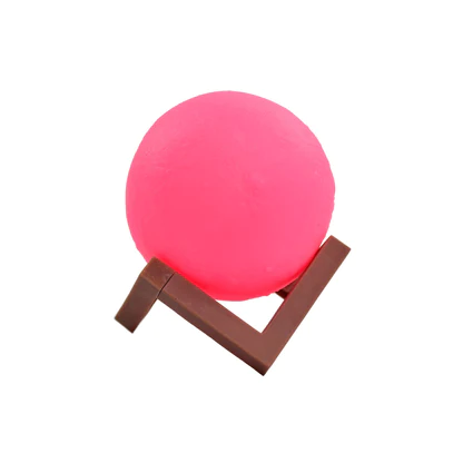 6274 MOON NIGHT LAMP PINK COLOR WITH WOODEN STAND NIGHT LAMP FOR BEDROOM