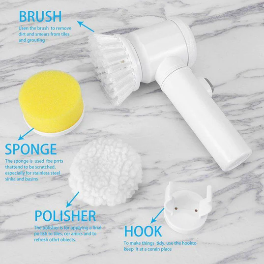 6329 5in1 Home Kitchen Electric Cleaning Brush, Electric Spin Scrubber