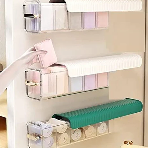 7877 QUIRK DRAWER UNDERWEAR ORGANIZER DIVIDER, WALL MOUNT 5 CELL DRAWER STORAGE BOXES AND ACRYLIC ORGANIZERS FOR LINGERIE, SOCKS, TIES, DATA CABLE, SPICES ORGANIZATION AND STORAGE