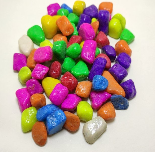 Colourful Glossy Pebbles Stones | Decorative Garden Aquarium & Outdoor Decoration Multi Colour Stone  1KG