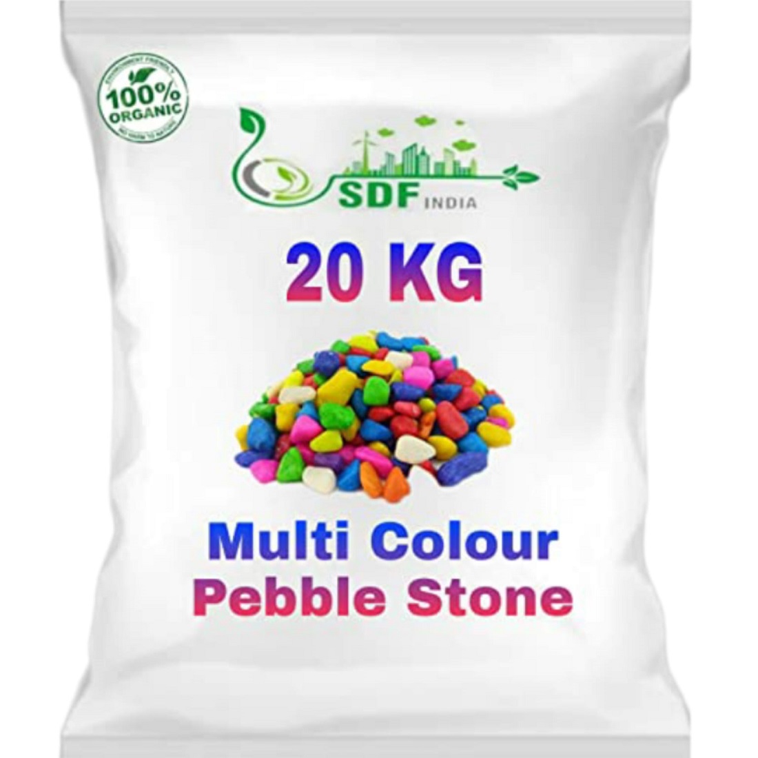 Colourful Glossy Pebbles Stones | Decorative Garden Aquarium & Outdoor Decoration Multi Colour Stone  20KG