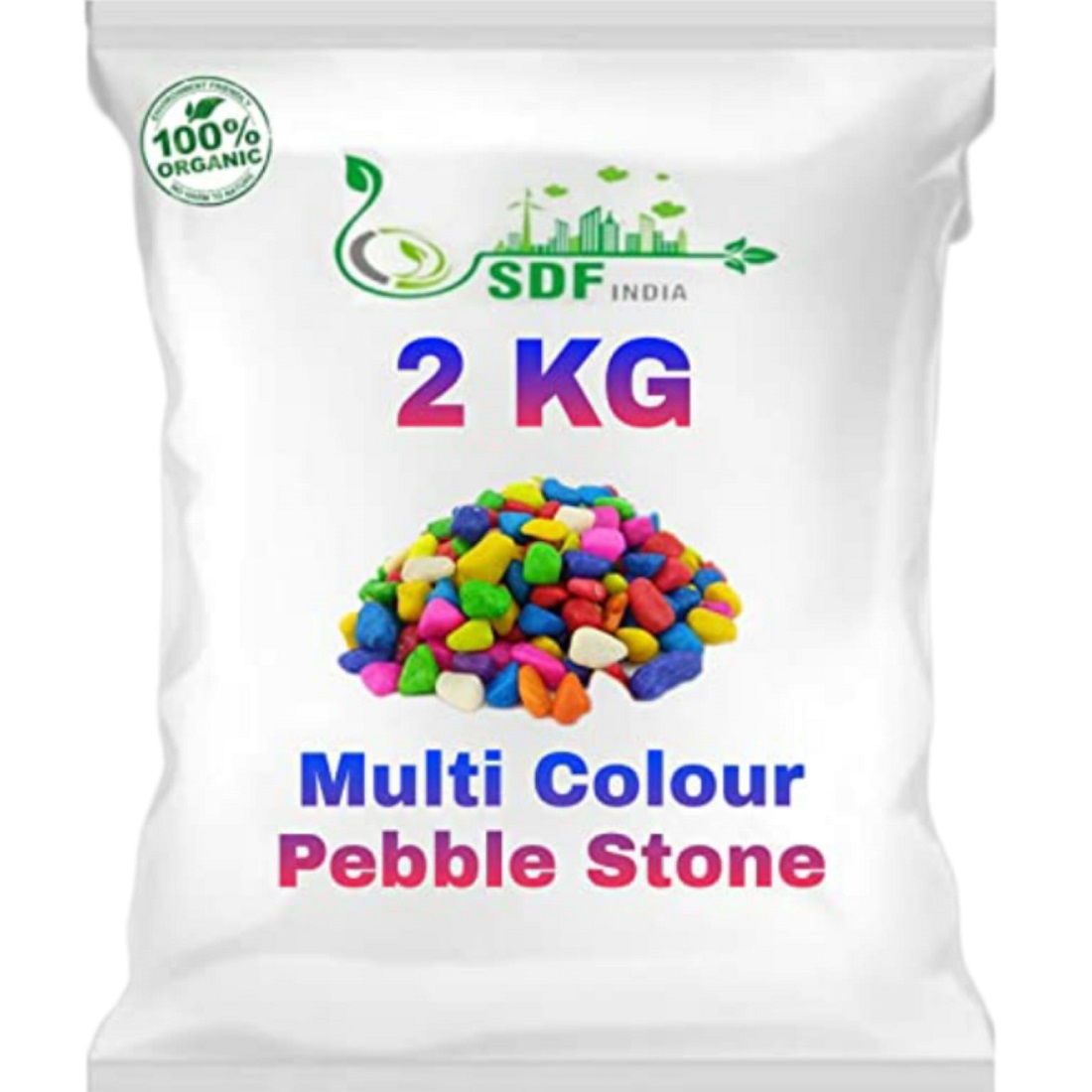 Colourful Glossy Pebbles Stones | Decorative Garden Aquarium & Outdoor Decoration Multi Colour Stone  2KG