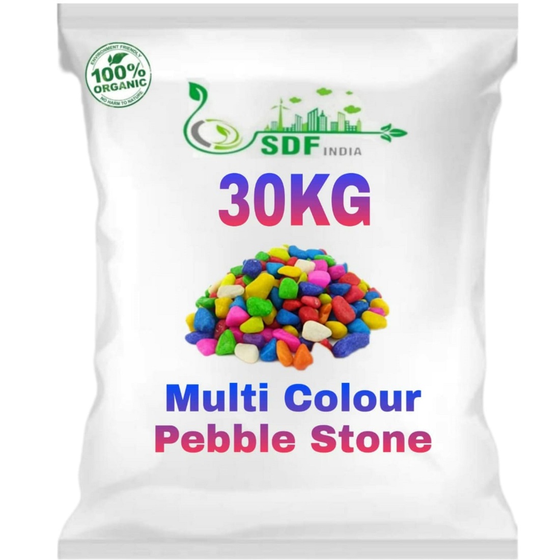 Colourful Glossy Pebbles Stones | Decorative Garden Aquarium & Outdoor Decoration Multi Colour Stone  30KG