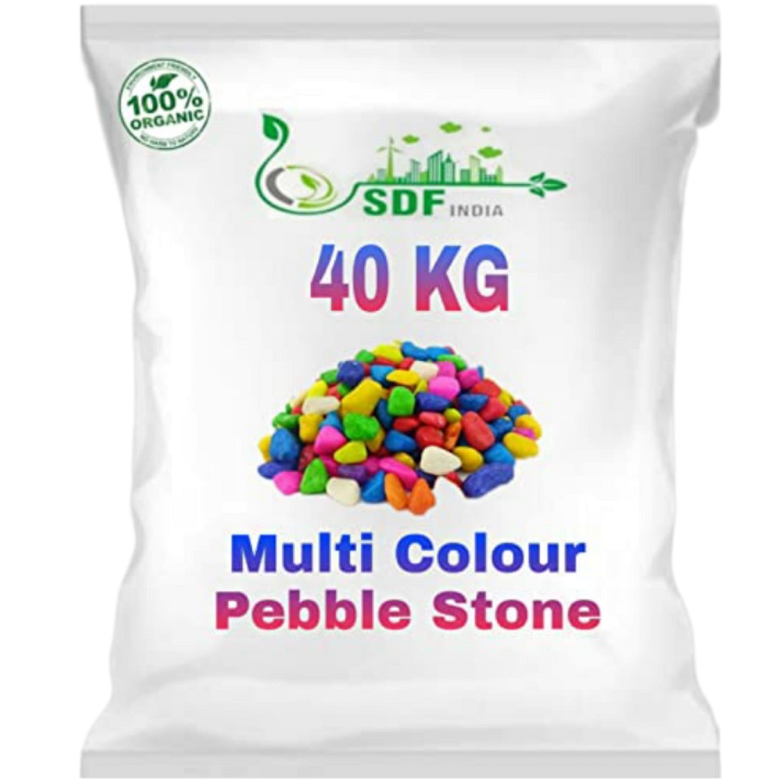 Colourful Glossy Pebbles Stones | Decorative Garden Aquarium & Outdoor Decoration Multi Colour Stone  40KG