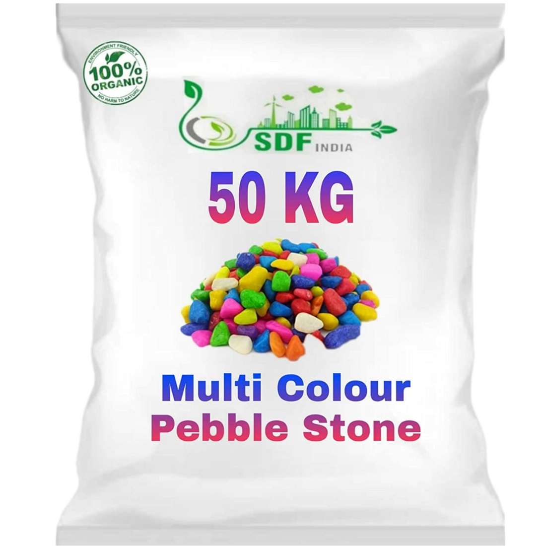Colourful Glossy Pebbles Stones | Decorative Garden Aquarium & Outdoor Decoration Multi Colour Stone  50KG
