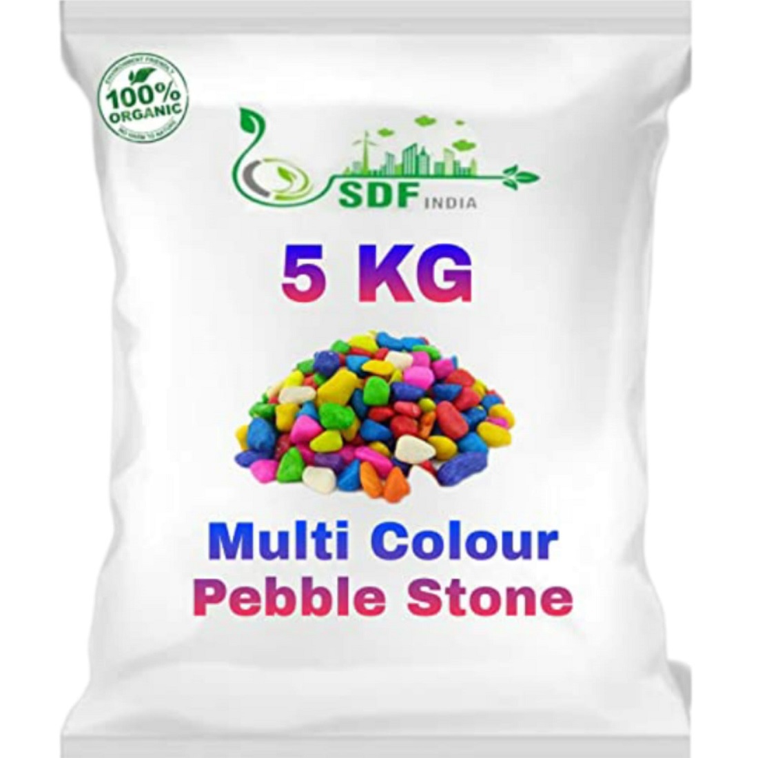 Colourful Glossy Pebbles Stones | Decorative Garden Aquarium & Outdoor Decoration Multi Colour Stone  5KG