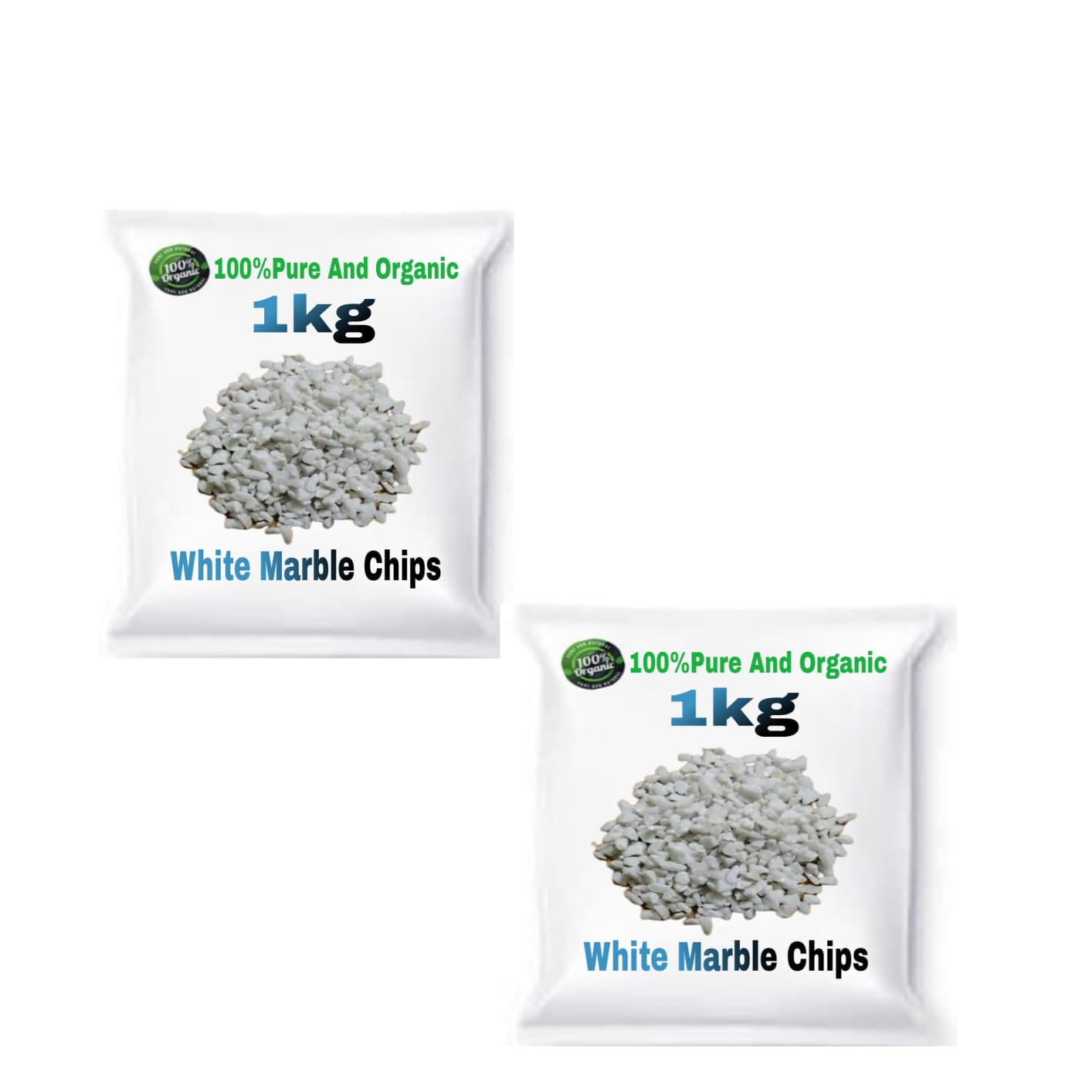 Combo Pack of 2 (1kg White Marble Chips Big &1kg White Marble Chips Small)