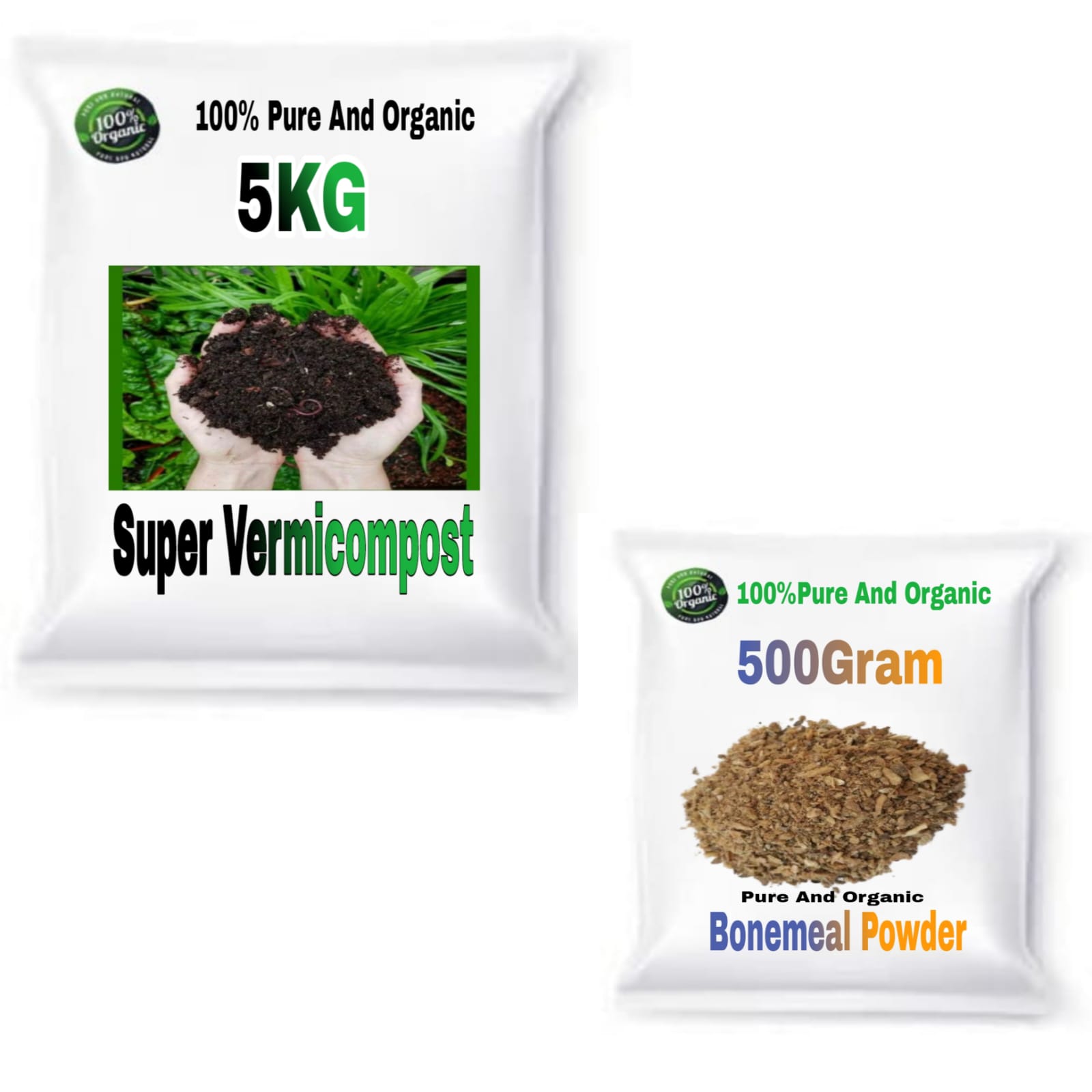 Combo Pack Of 2 (5Kg Super Vermicompost & 500Grm Bone Meal Powder)