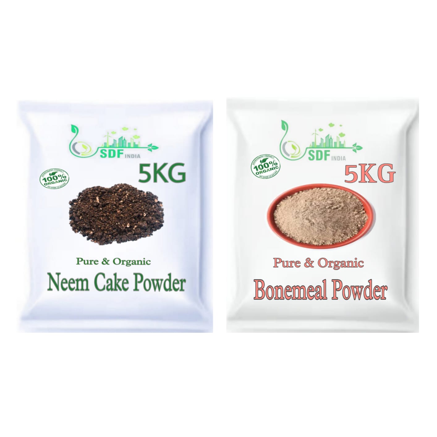 Combo Pack of 2 Fertilizer Neem Cake/Neem Khali & Bone Meal Powder 100% Organic Natural Fertilizer for Plants (5Kg+5kg)