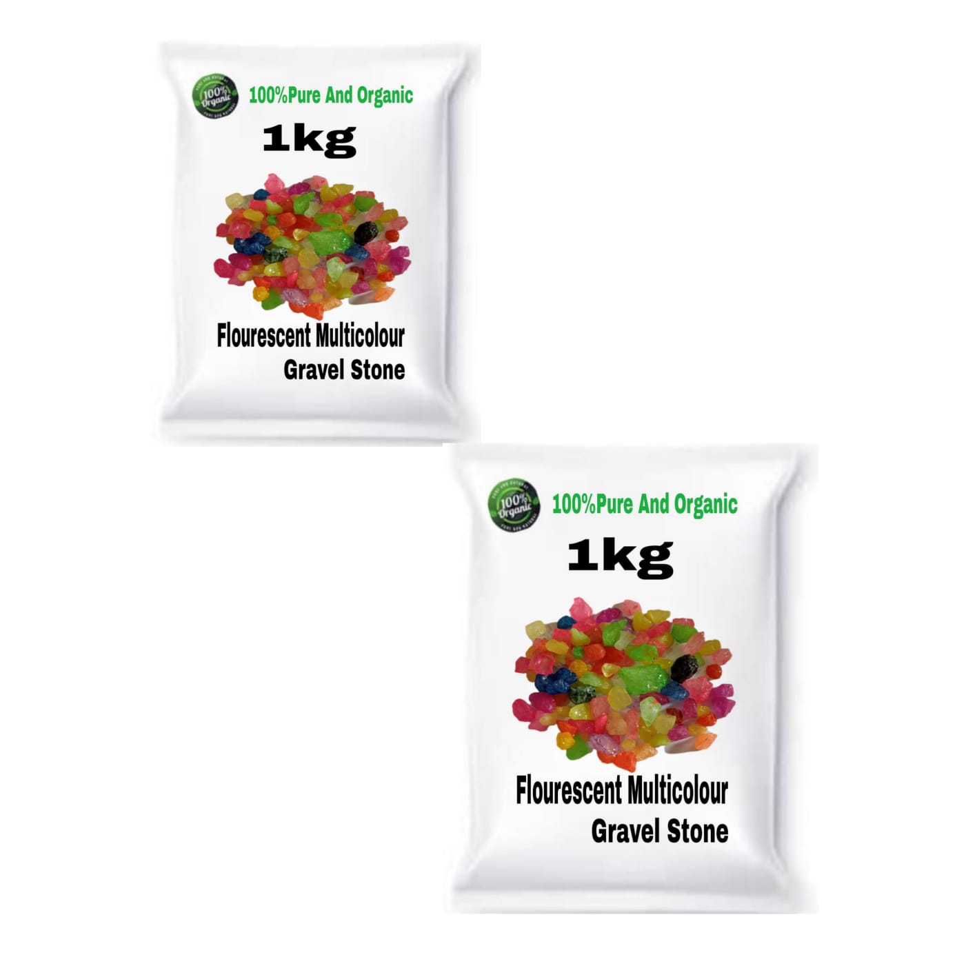 Combo Pack of 2( Multi Colour Pebble Stone 1kg & Flourescent Multicolour Gravel Stones 1kg)