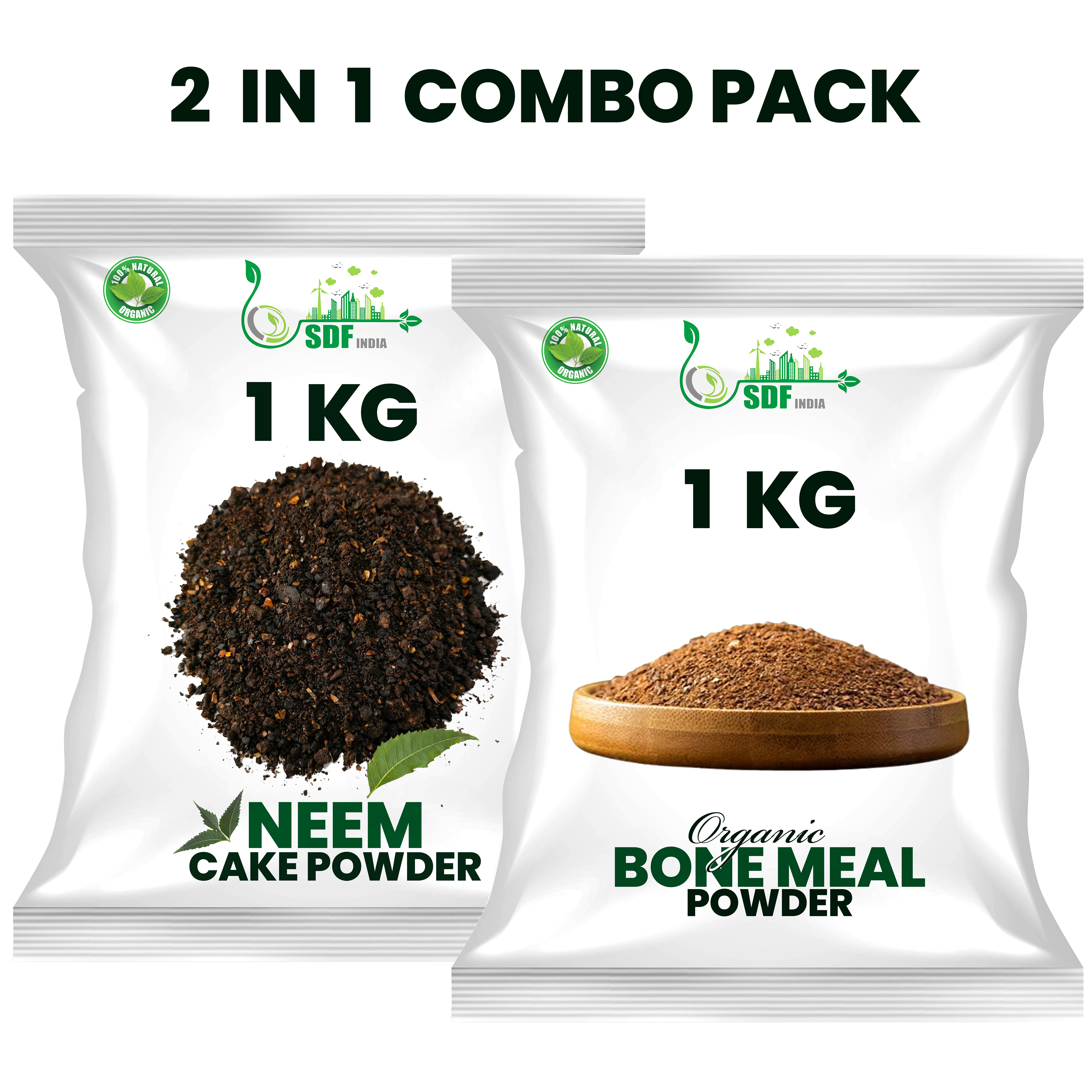  COMBO PACK OF 2 Neem Cake Powder  Bone Meal Powder ( Each 1KG )