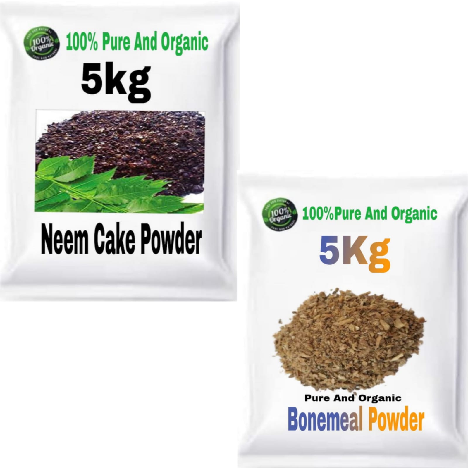 COMBO PACK OF 2 NEEM CAKE POWDER , BONE MEAL POWDER ( EACH  5KG )