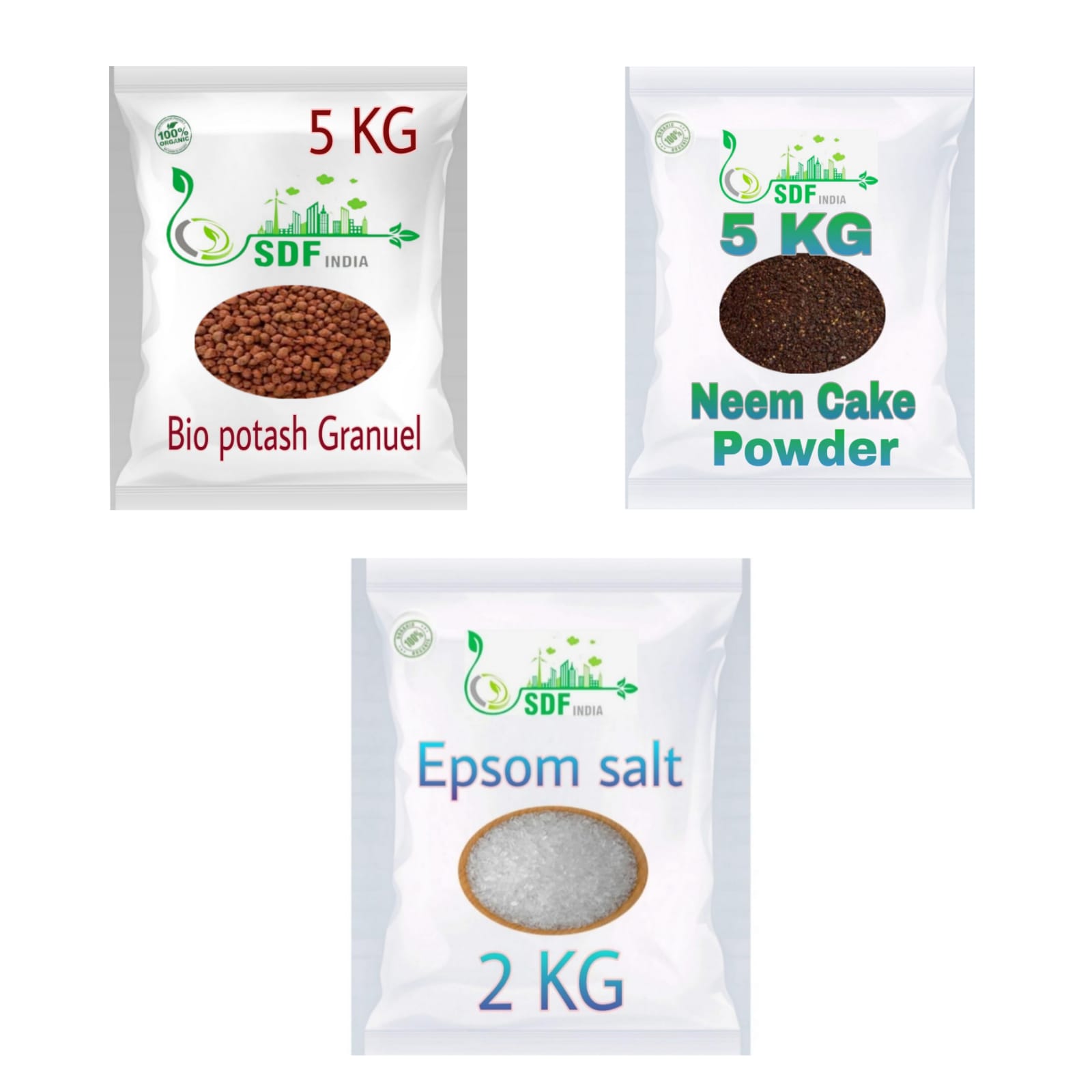 COMBO PACK OF 3 ( 5 KG Bio Potash Granuel/ 5KG Neem Cake Powder/ 2 KG Epsom Salt)