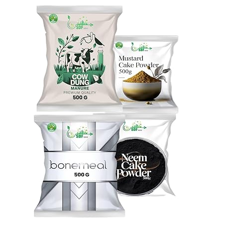 combo pack of 4  Bone Meal, Neem Cake, Cow Dung and Mustard Cake 500 gm Per Packet
