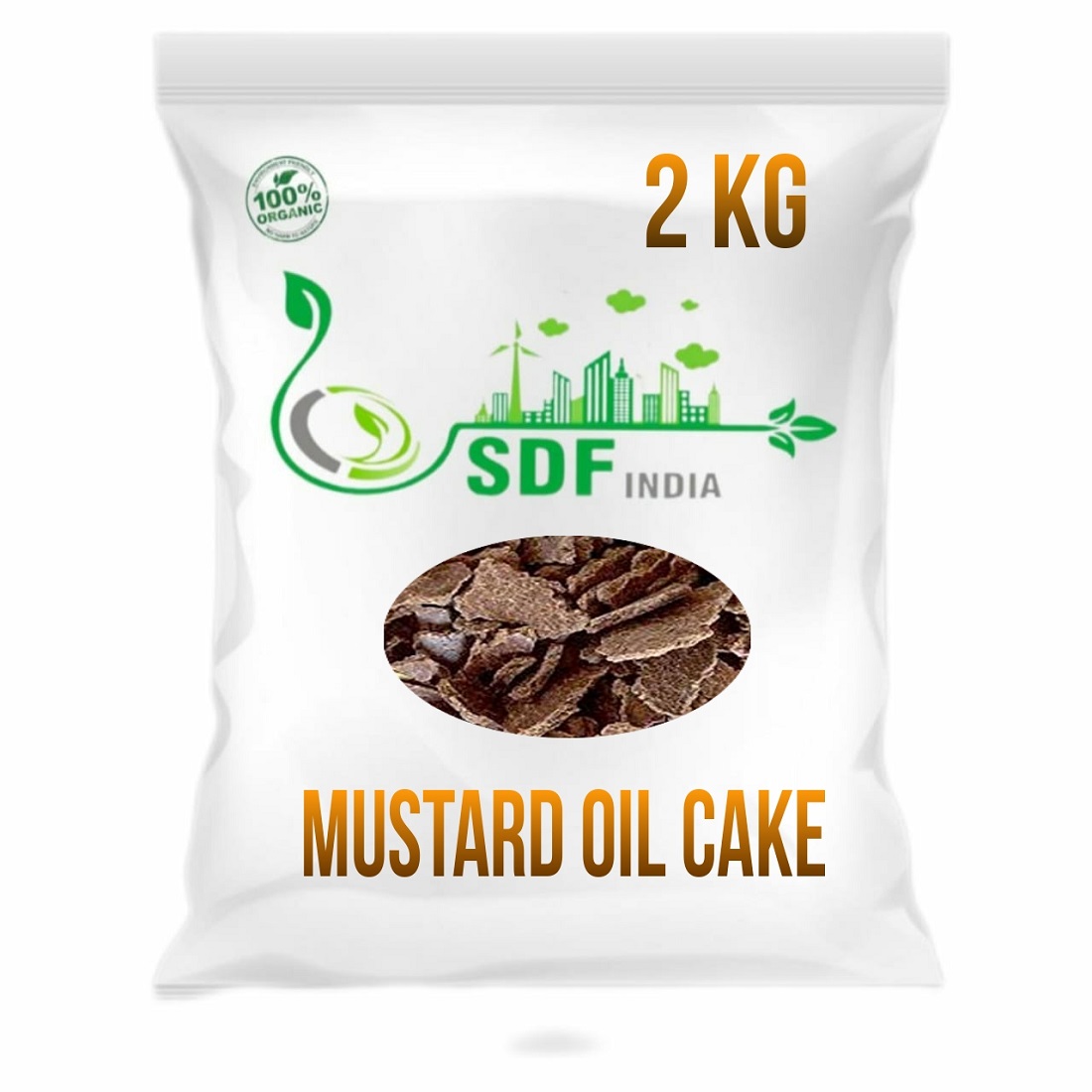 6083 SDF INDIA Mustard Oil Cake  Organic Fertilizer for Home Garden, Potting Plant Growth Nutrient ( 2 kg )(SDF2MOC)(6083_Mustard cake_2kg)
