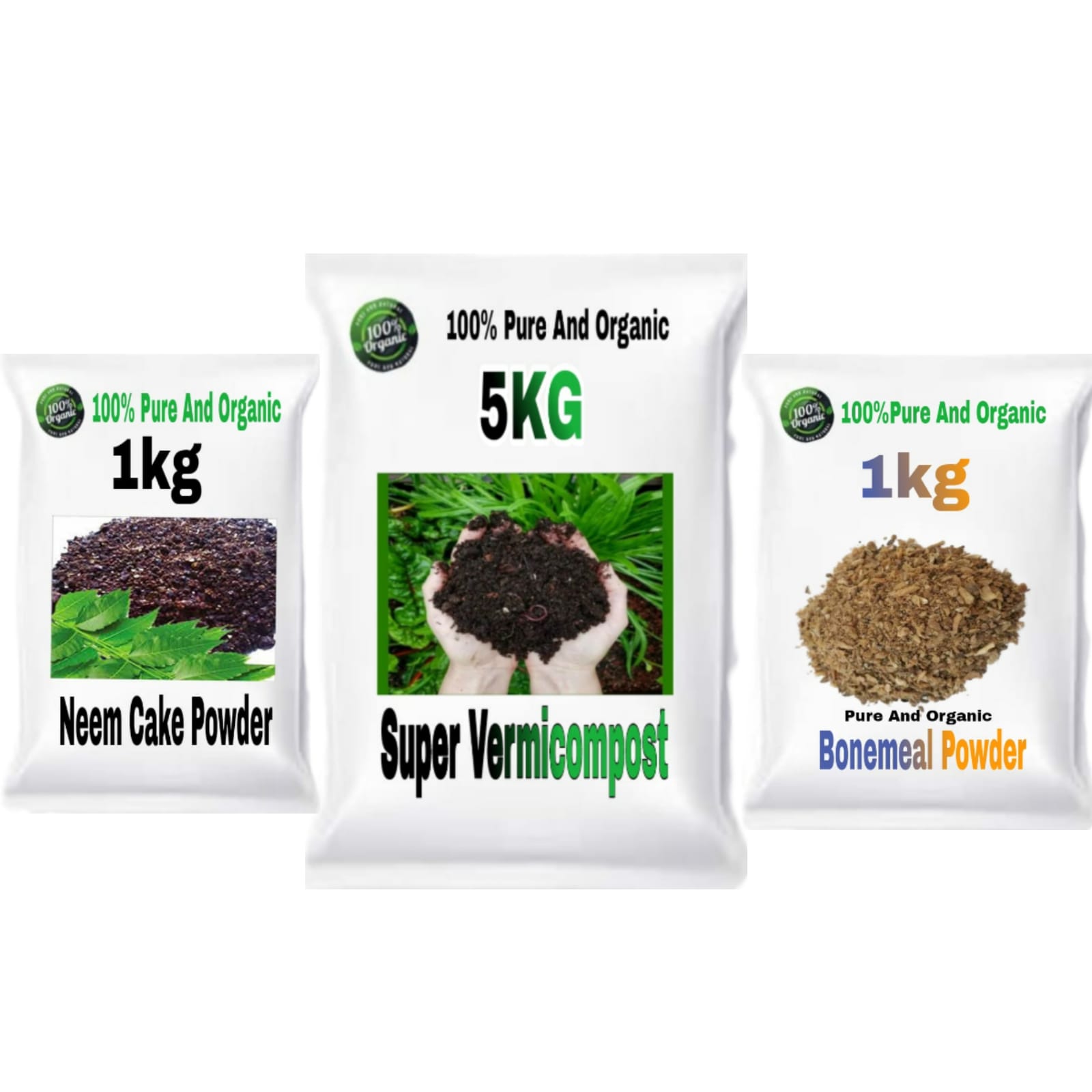 neem cake powder 1kg ,Bone Meal Powder 1kg ,super vermi compost5kg