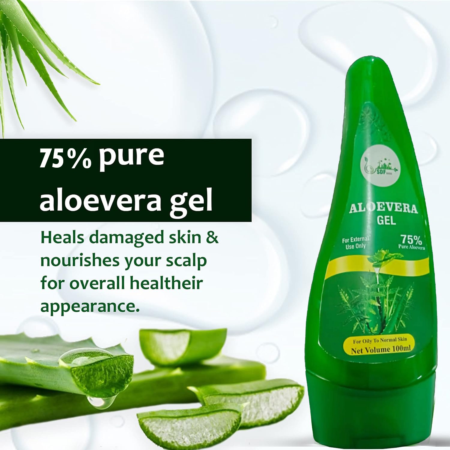 Pure Aloe Vera Gel for Face, Skin & Hair - 100ml | Ultimate Gel For Glowing Skin | For Both Men and Women ( pack of 2)