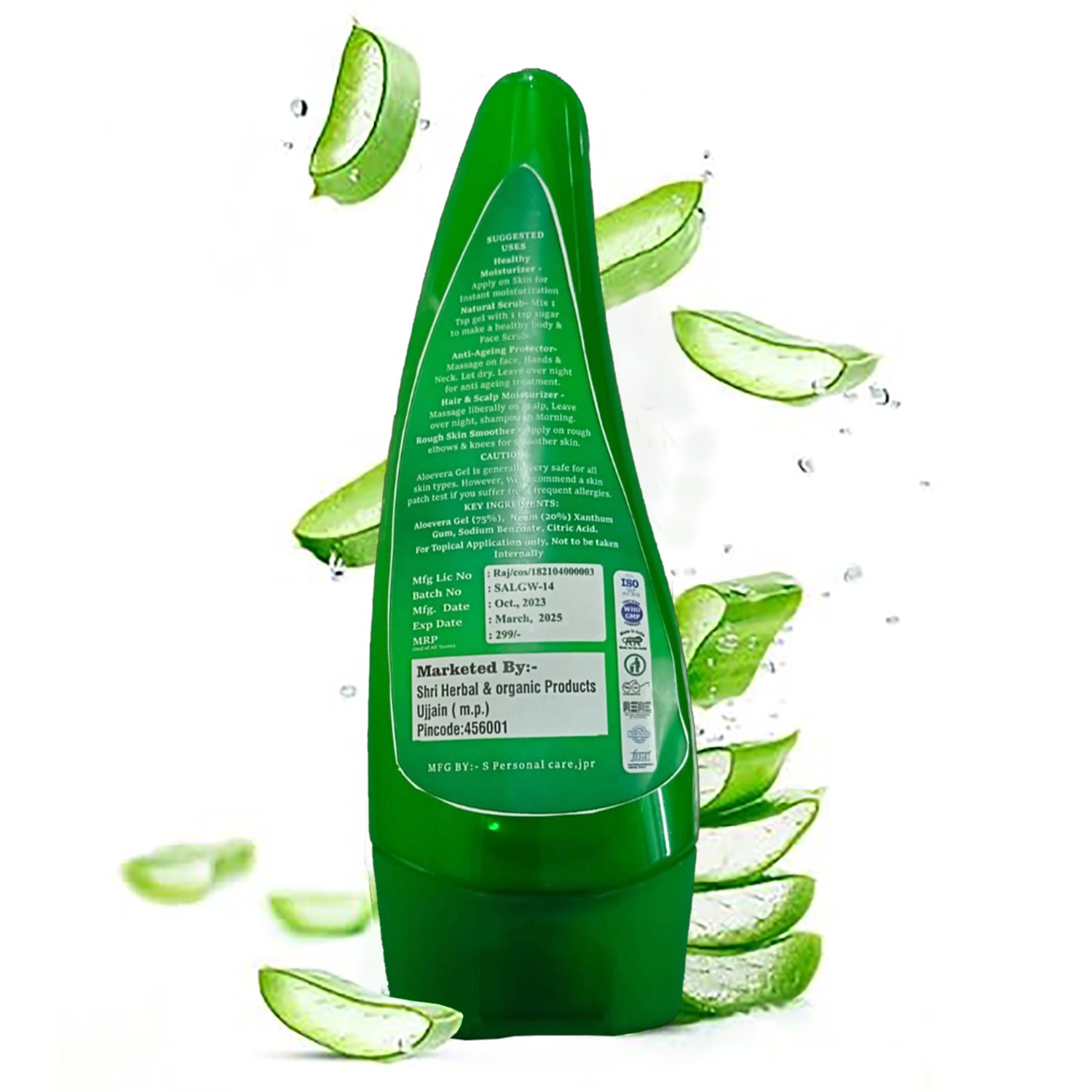 Pure Aloe Vera Gel for Face, Skin & Hair - 100ml | Ultimate Gel For Glowing Skin | For Both Men and Women