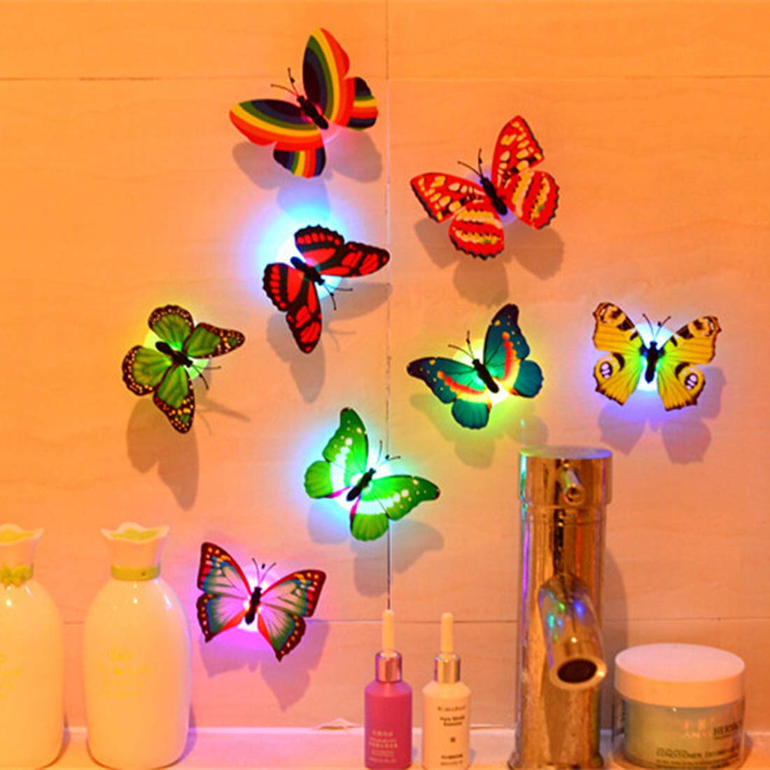 RANGOLI Color Changing Beautiful Butterfly Plastic LED Wall Night Lamp 