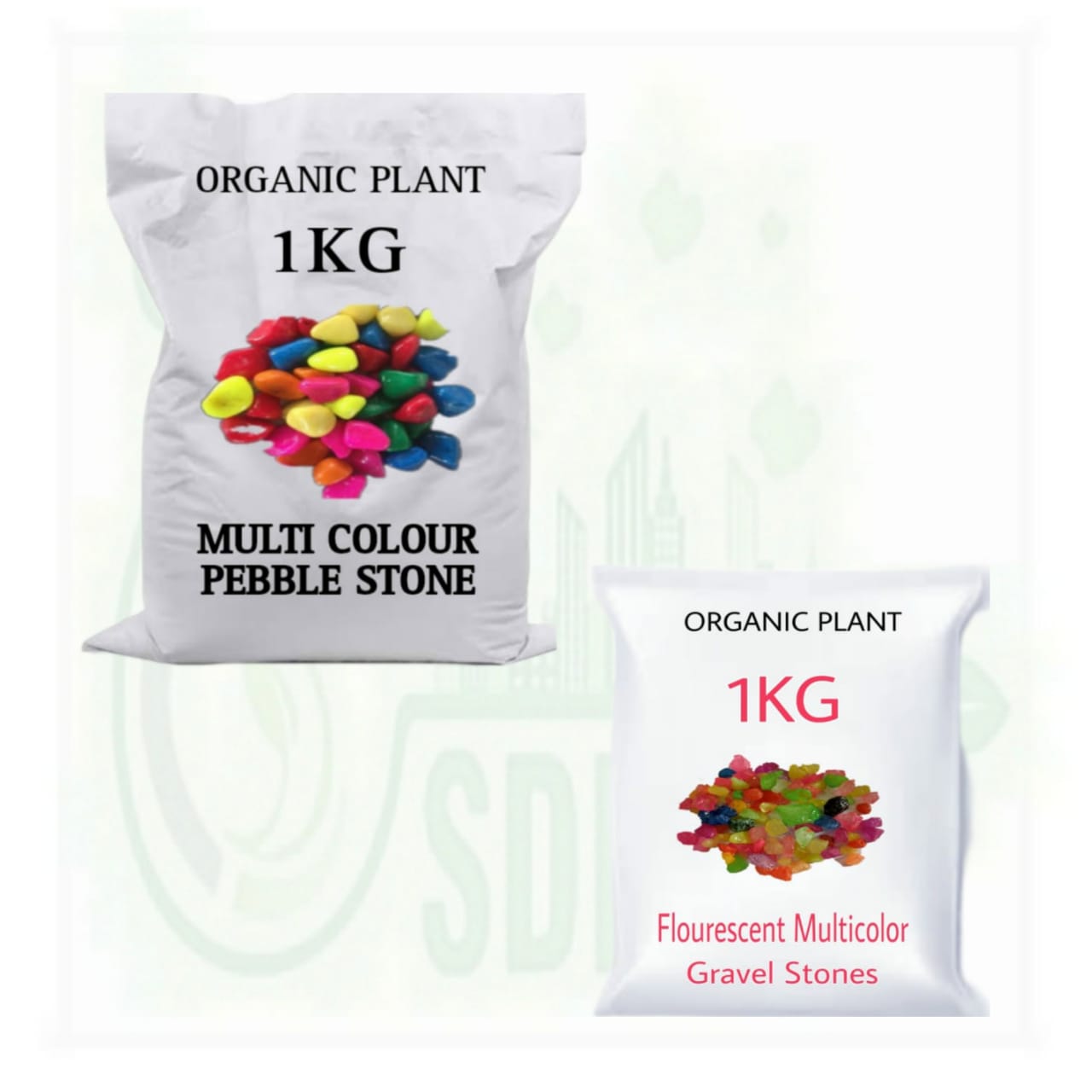 SDF Combo Pack OF 2 ( 1 KG Multi Colour Prbble Stone, 1 kg  Flourescent Multicolour Gravel Stone)