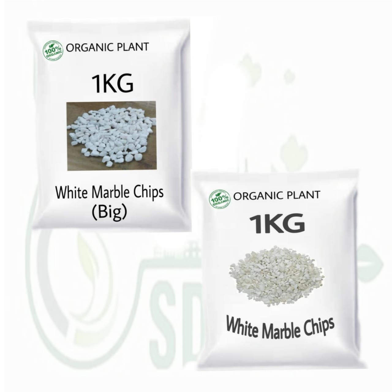 SDF Combo Pack Of 2 ( 1 kg White Marble Chips Big,  1kg White Marble Chips small )