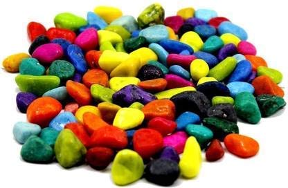 SDF Combo Pack Of 2 ( 1kg Natural Marble Chips Stone, 1kg Multi Colour Pebble Stone)