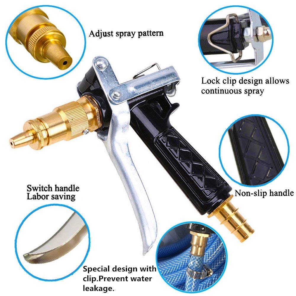 SDF High Pressure Water Spray Gun Car Wash Floor Cleaning,Metal Trigger Brass Nozzle Water Spray Gun for home 