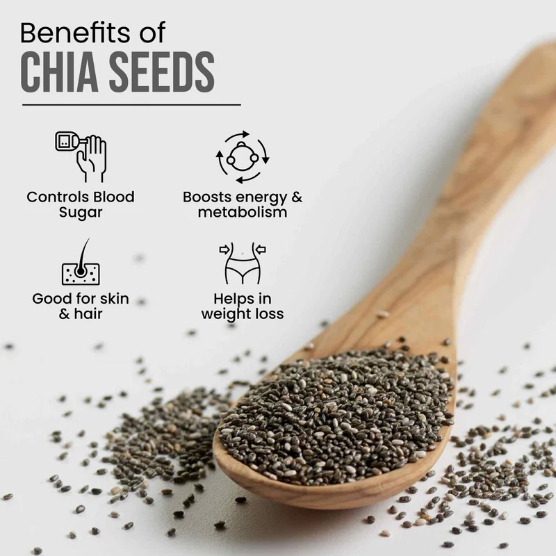 SDF INDIA Chia Seeds 100g - Rich in Omega -3 & Fibre | Healthy Snacks for Weight loss management