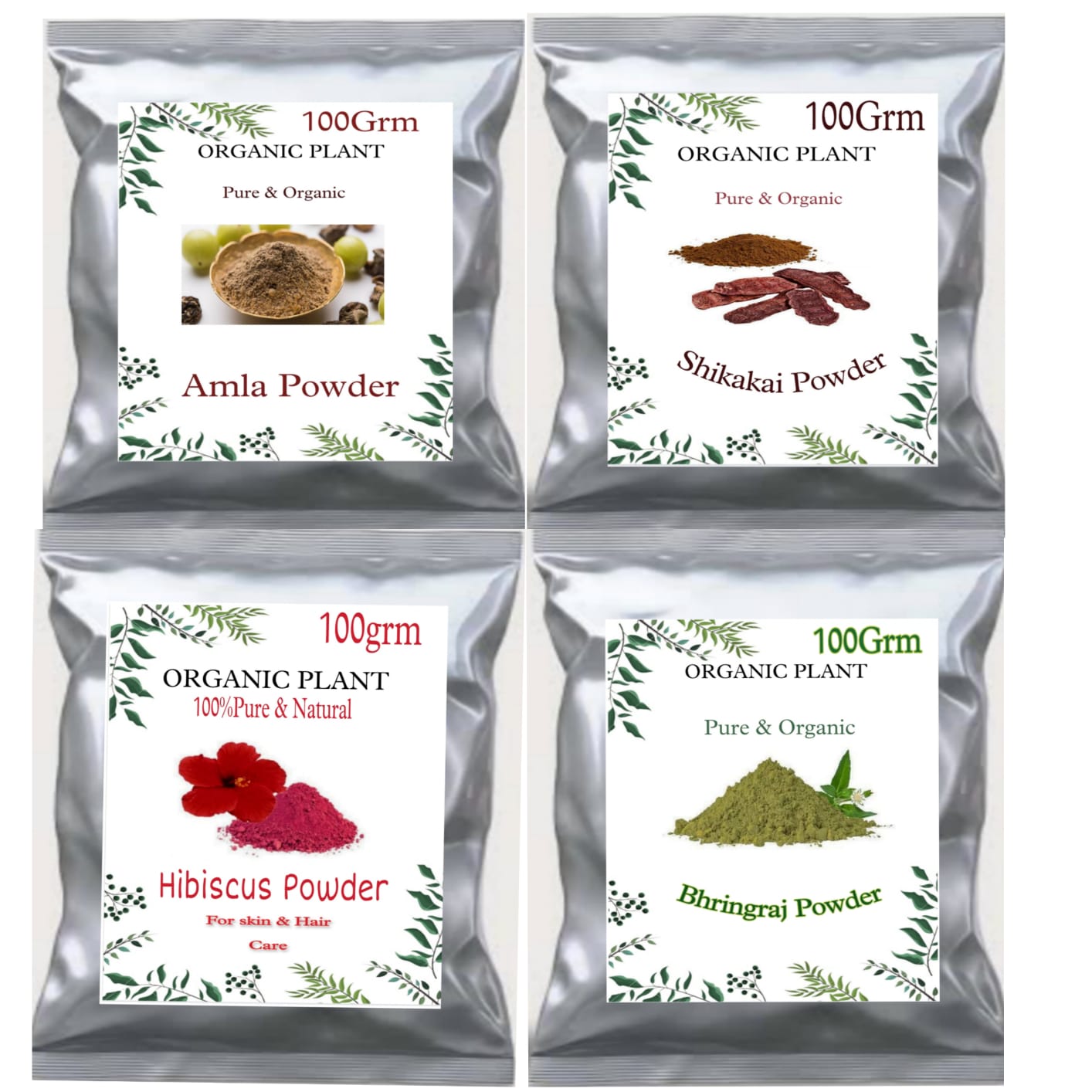 SDF INDIA COMBO PACK OF 4( Amla ,Shikakai, Hibiscuss ,Bhingiraj Powder Each 100 Gm,Total 400Gm)