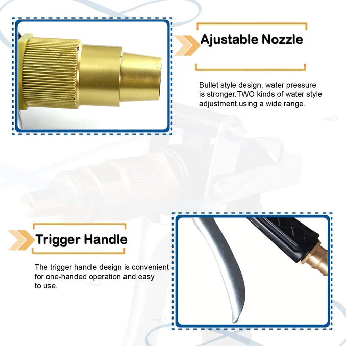 SDF INDIA DURABLE GOLD COLOR TRIGGER HOSE NOZZLE WATER LEVER SPRAY