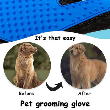 SDF INDIA Efficient Pet Hair Remover Mitt Enhanced 5 Finger Design Gentle Brush Gloves for Dog and Cat with Long and Short Fur-Blue Color-Silicone