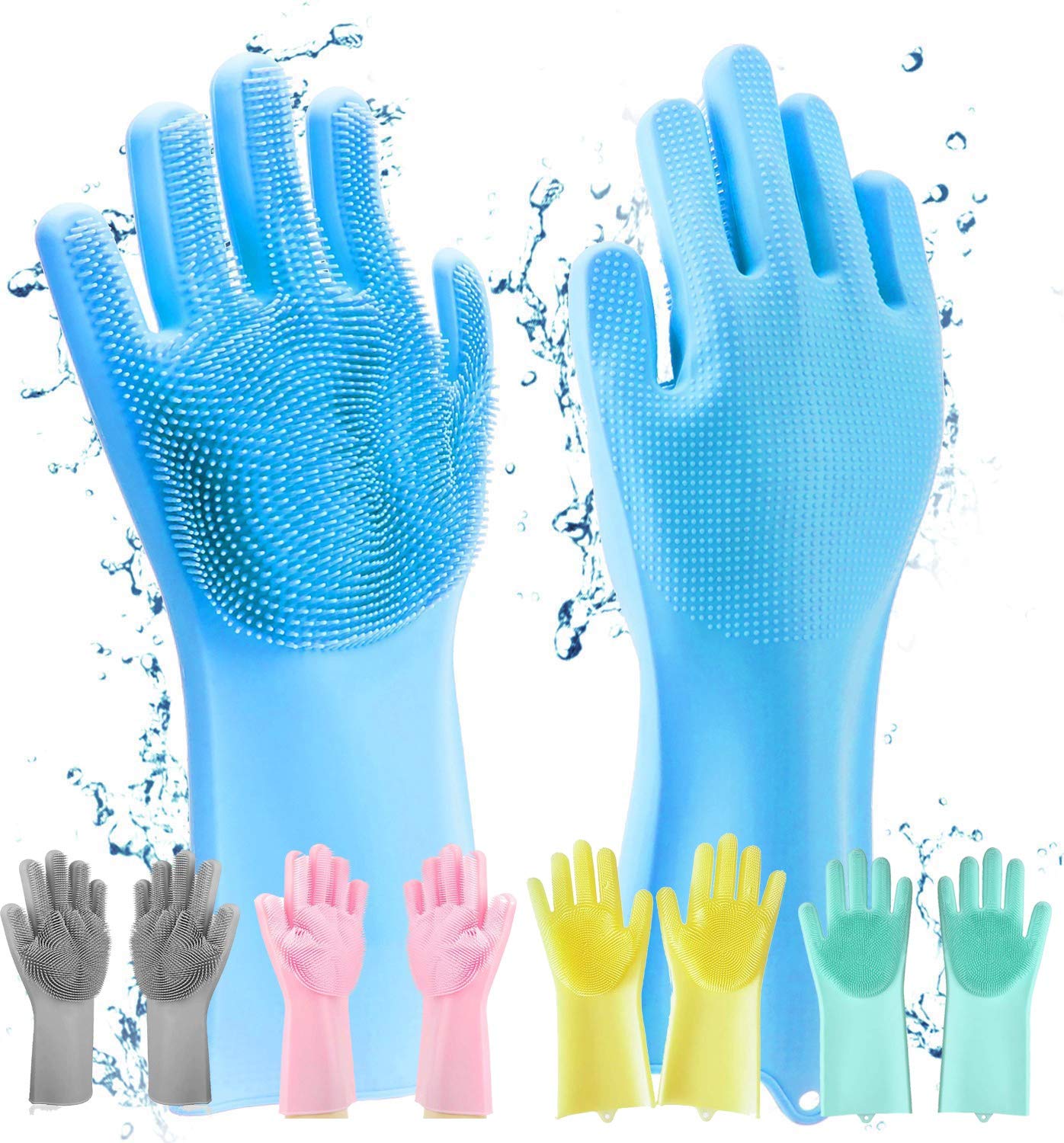 SDF INDIA Hand Gloves for Kitchen Cleaning, Dish Washing Silicone Gloves Dishwashing Hands wash utensil for women men, Home essentials Pet Hair Care Grooming(MULITI COLOUR)