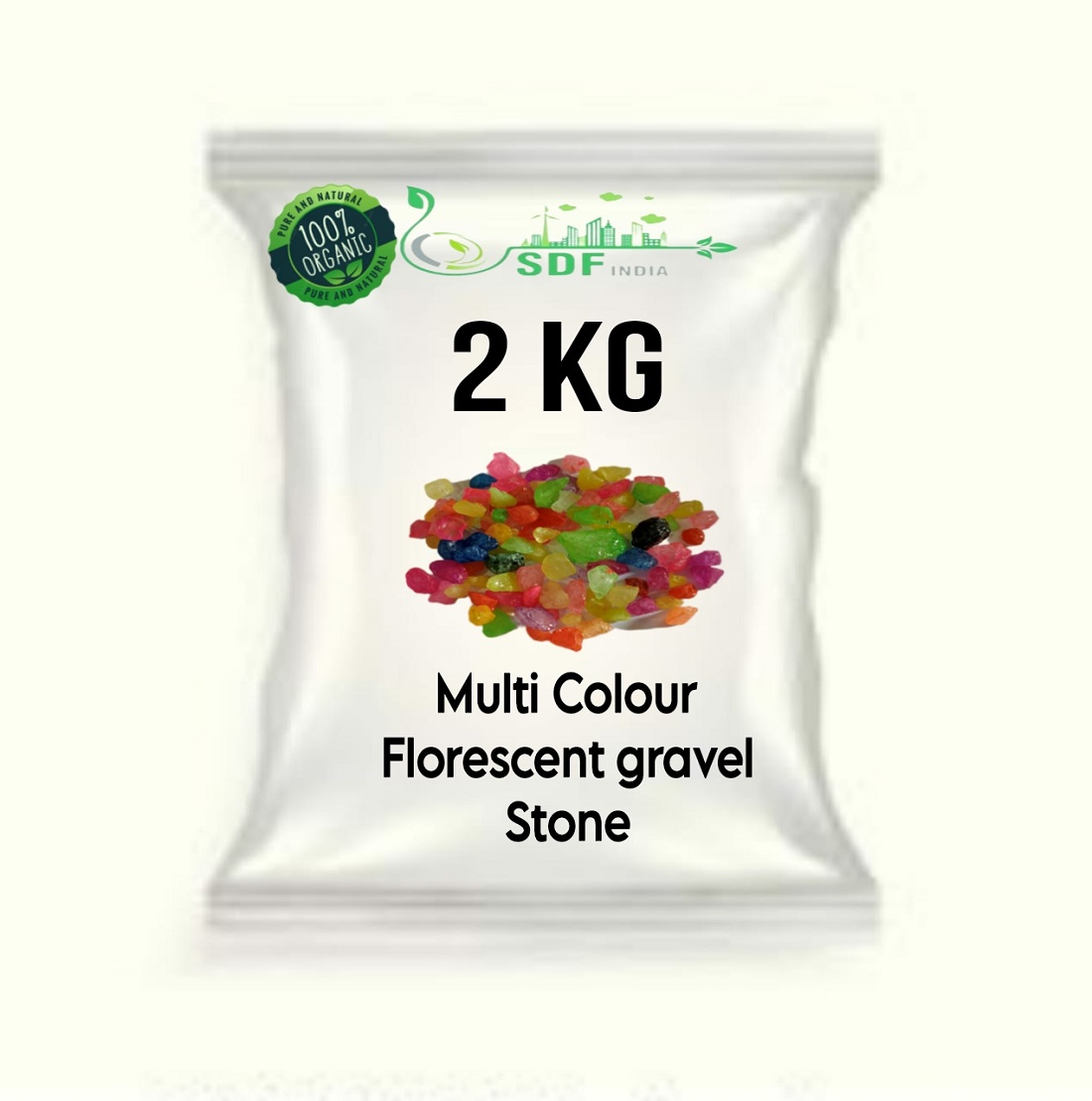 SDF INDIA Multi colour florescent gravel stone (2KG)