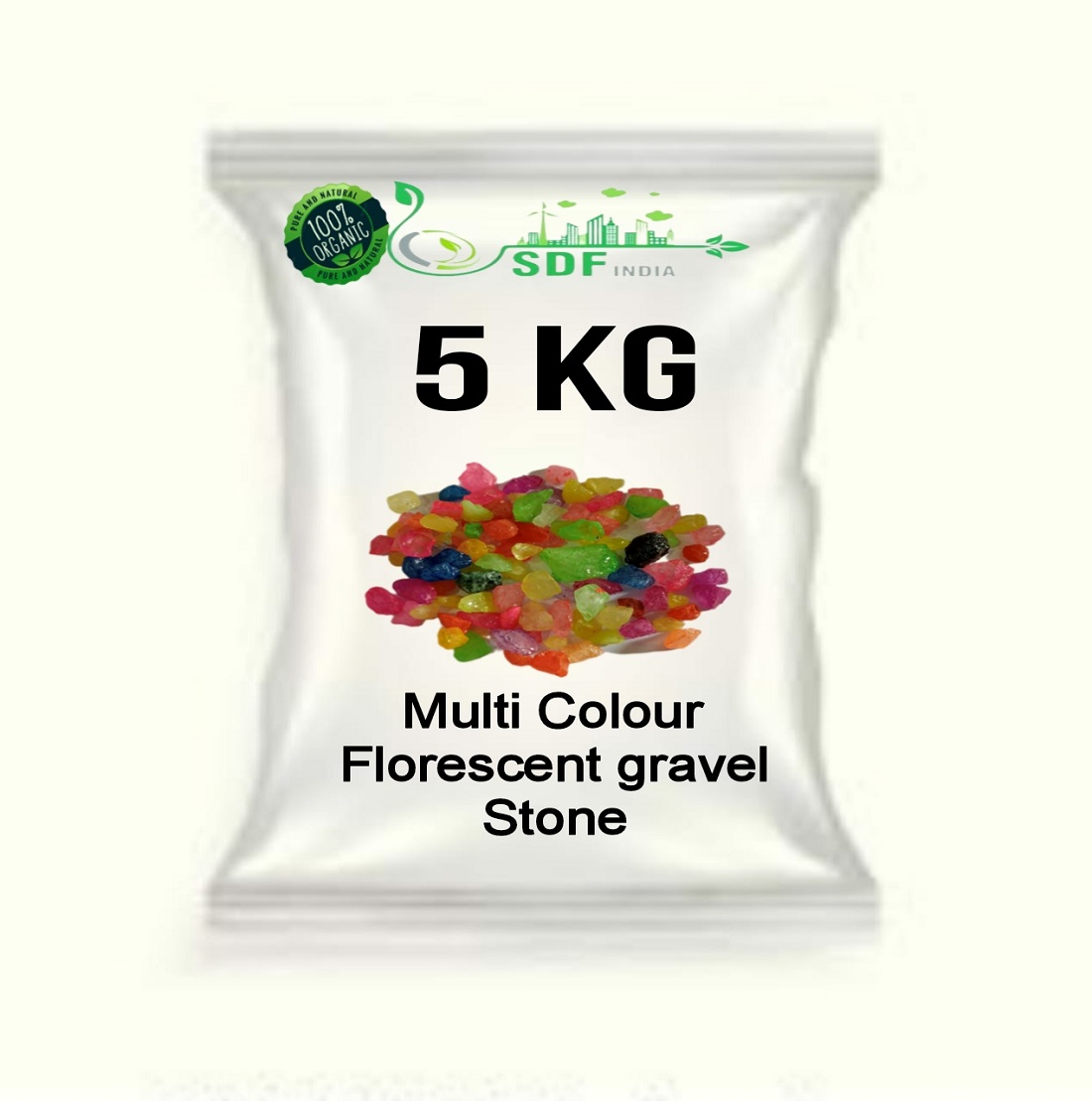 SDF INDIA Multi colour florescent gravel stone (5KG)