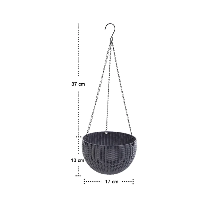 SDF INDIA PLASTIC HANGING FLOWER POT AND FLOWER POT WITH CHAIN (6 PC)