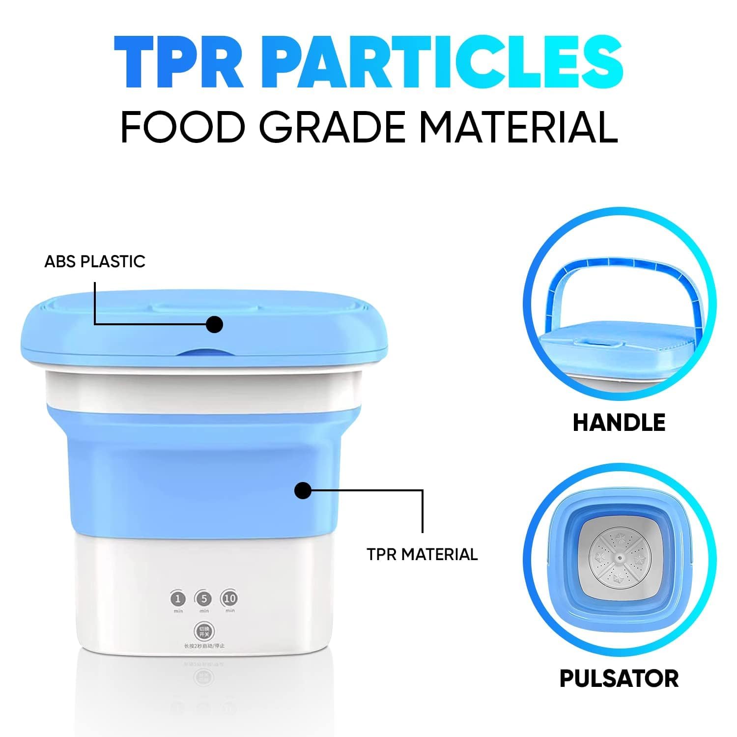 SDF INDIA Portable Washing Machine, 11L Mini Washing Machine with Spin Dryer, Foldable Mini Washing Machine for Baby Clothes, Underwear or Small Items, Ideal for Apartment, Camping