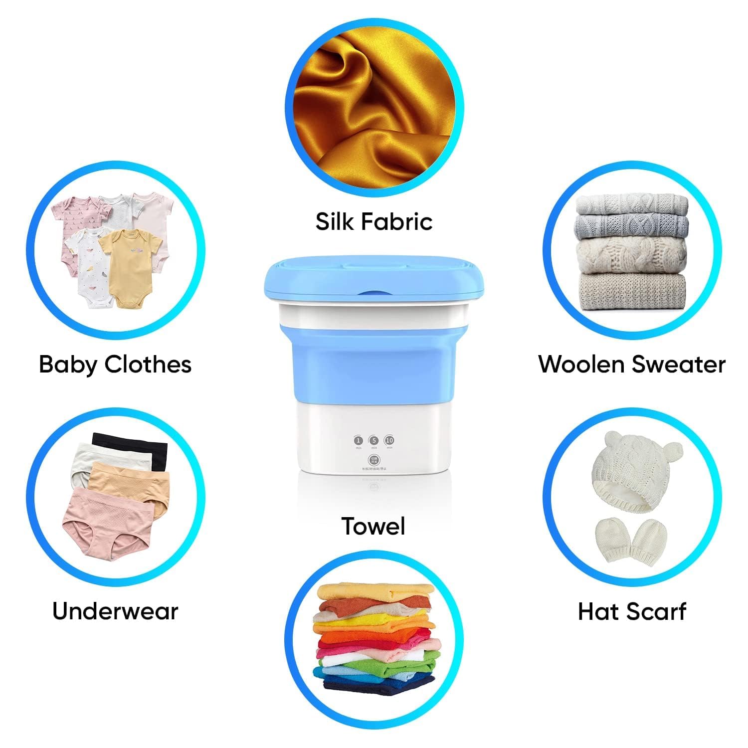 SDF INDIA Portable Washing Machine, 11L Mini Washing Machine with Spin Dryer, Foldable Mini Washing Machine for Baby Clothes, Underwear or Small Items, Ideal for Apartment, Camping