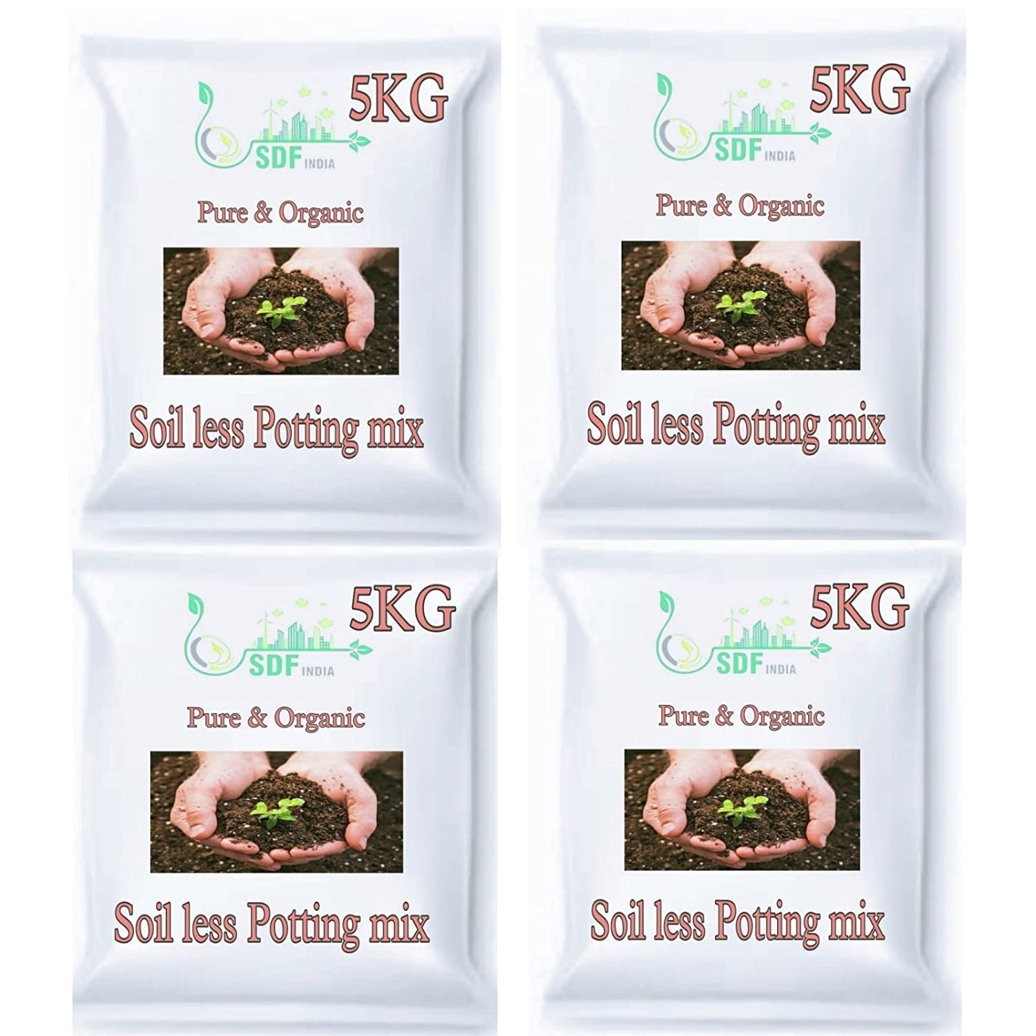 SDF India Pure & Organic Soil Less Potting Mix 20 Kg ( 5KG Pack of 4) for Plant, Ready to Use, Fill More Pots as Light Weight & High Volume 