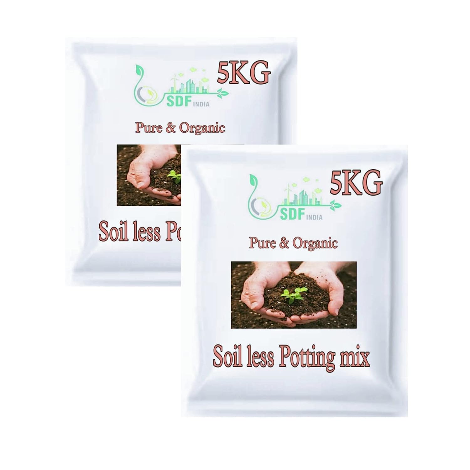 SDF India Pure & Organic Soil Less Potting Mix for Plant, Ready to Use, Fill More Pots as Light Weight & High Volume - 5Kg Pack of 2,Total 10kg 