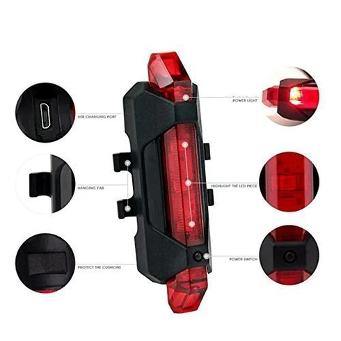 SDF INDIA  Rechargeable Bicycle Front Waterproof LED Light  Red