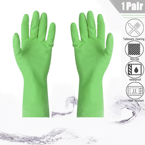 SDF INDIA Rubber Heavy Duty Hand gloves for Dishwashing, gardening, kitchen cleaning ( Inner cotton lining for comfort), 1 Pair