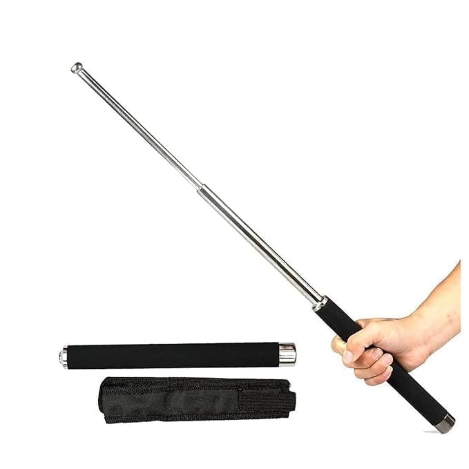 SDF INDIA Stainless Steel self Defence Stick Foldable Pointer Compact Magical Extendable Wand with Comfortable Grip & Hiking Extendable Wand with Non-Slip Grip (Pack of 1)