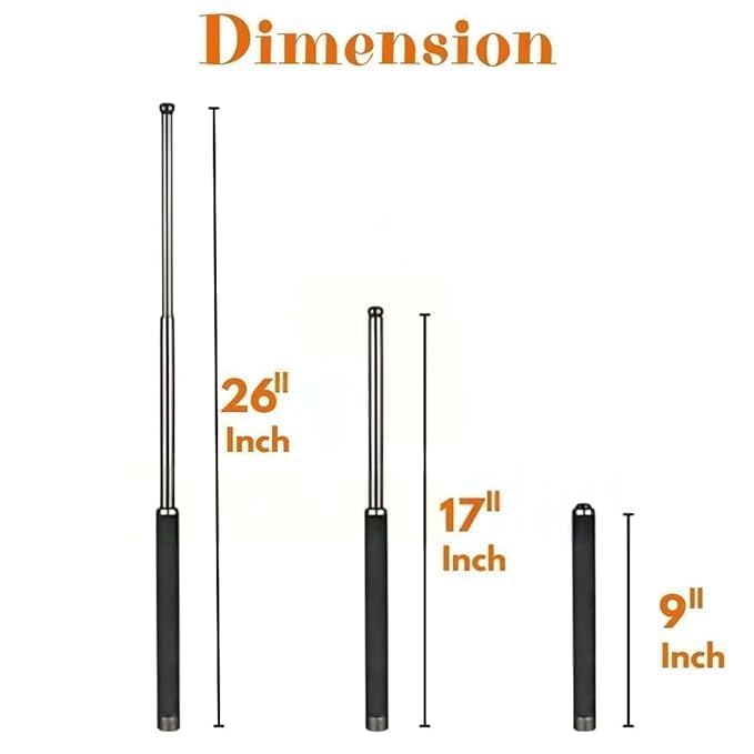 SDF INDIA Stainless Steel self Defence Stick Foldable Pointer Compact Magical Extendable Wand with Comfortable Grip & Hiking Extendable Wand with Non-Slip Grip (Pack of 1)